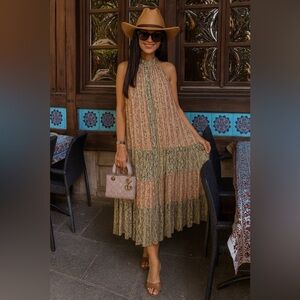 ZARA Ruffled Multicolor Maxi Dress Sz S